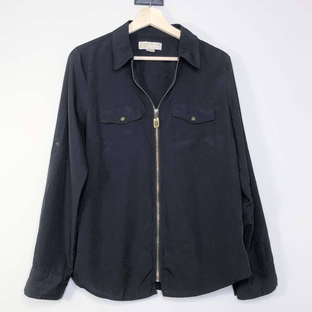 Michael by Michael Kors Black Gold ZipMoto Jacket